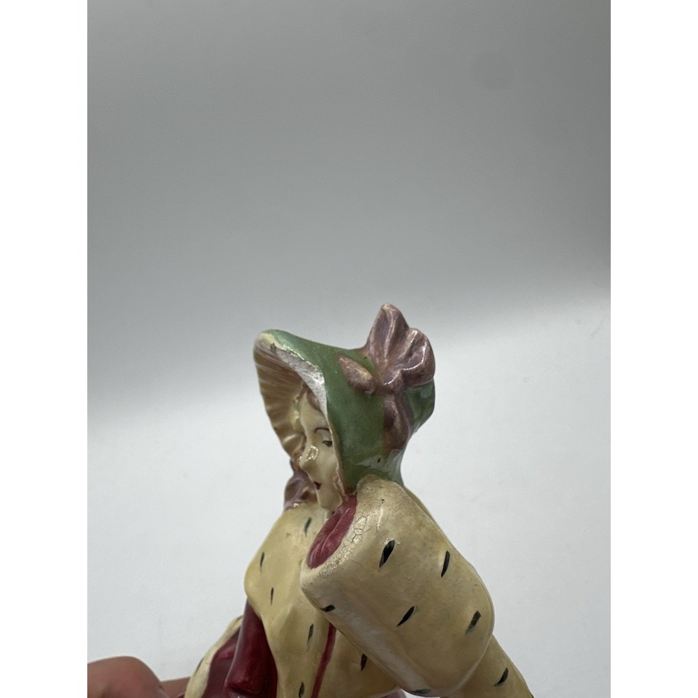 Vintage Ceramic Victorian Lady Figurine The Ermine Coat Winter Christmas 7" - Picture 12 of 16